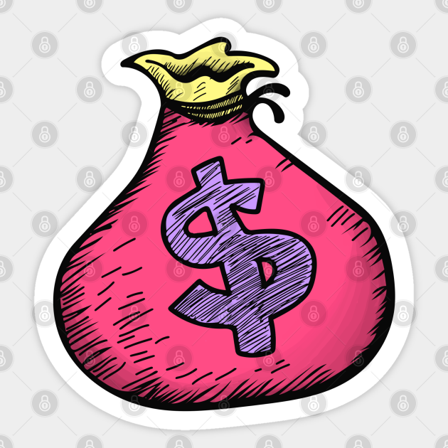 Pink Money Bag Money Bag Sticker TeePublic